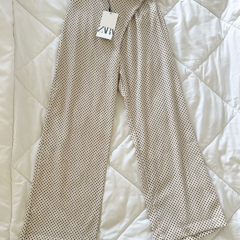 Zara Girls Cream and Black Polka Dot Trousers